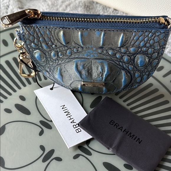Brahmin Britt Serenity Ombré Melbourne Leather Crocodile Embossed Coin Pouch - Picture 2 of 10